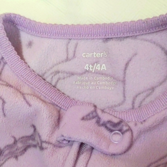 carter's purple unicorn fleece zipper footie sleeper pajamas 4T toddler girls - Picture 5 of 6